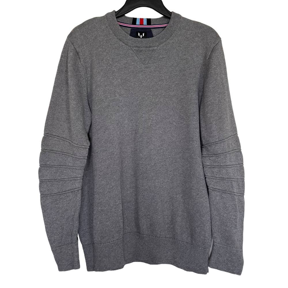 Messi Soccer Men’s Sz L Gray Sweater Ribbed Sleeves